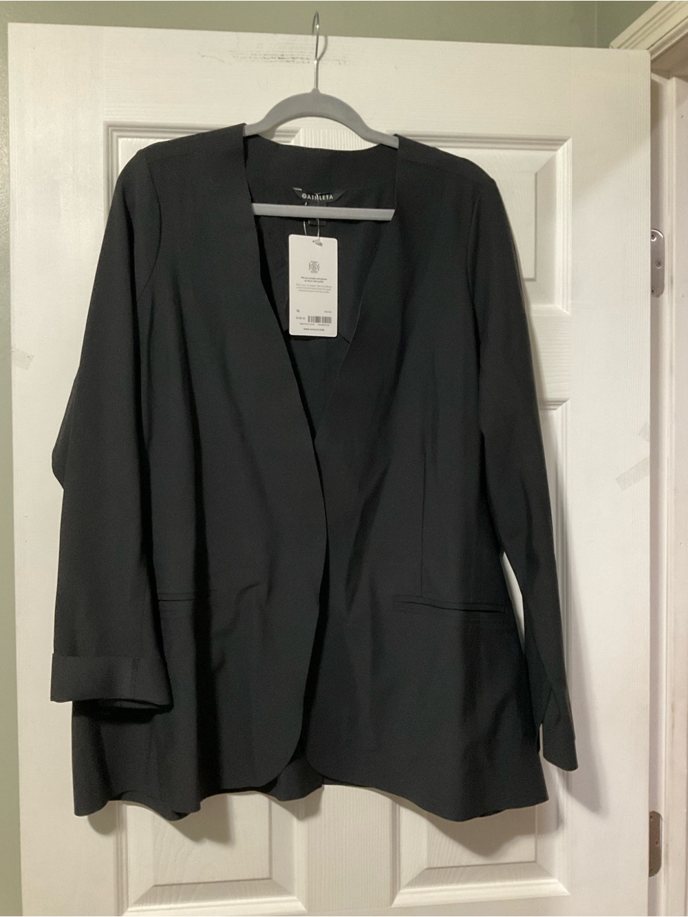 Athleta Black Open-Front Relaxed Blazer